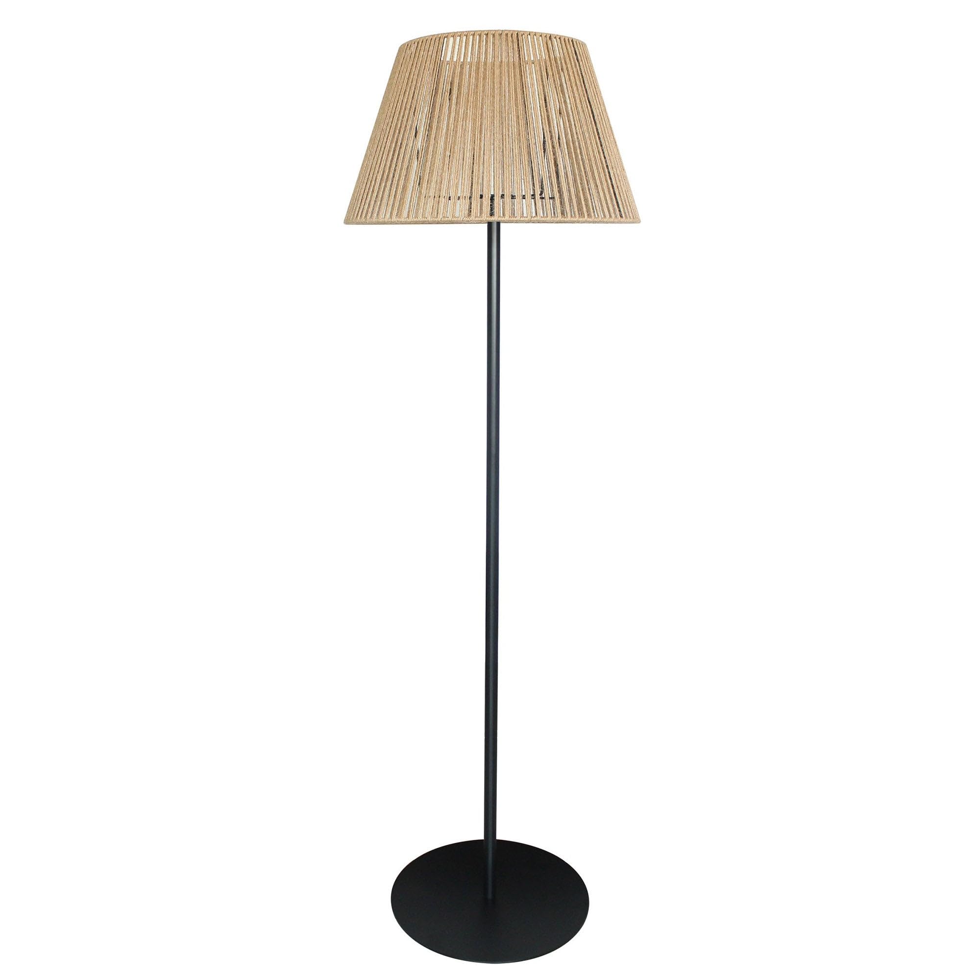Lumisky Lámpara de pie inalámbrica pie metal LED blanco y multicolor regulable TALL RAFFY en cuerda natural H170cm con mando a distancia