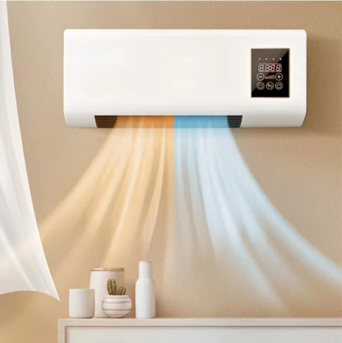 Wall Mount Air Conditioner Portable AC Unit for Bedroom Living Room, Wall Ac Unit Fast Cooling Heating, Energy Saving,Portable Ac Wall Mount 8H Timer, Ideal for Home Office Use