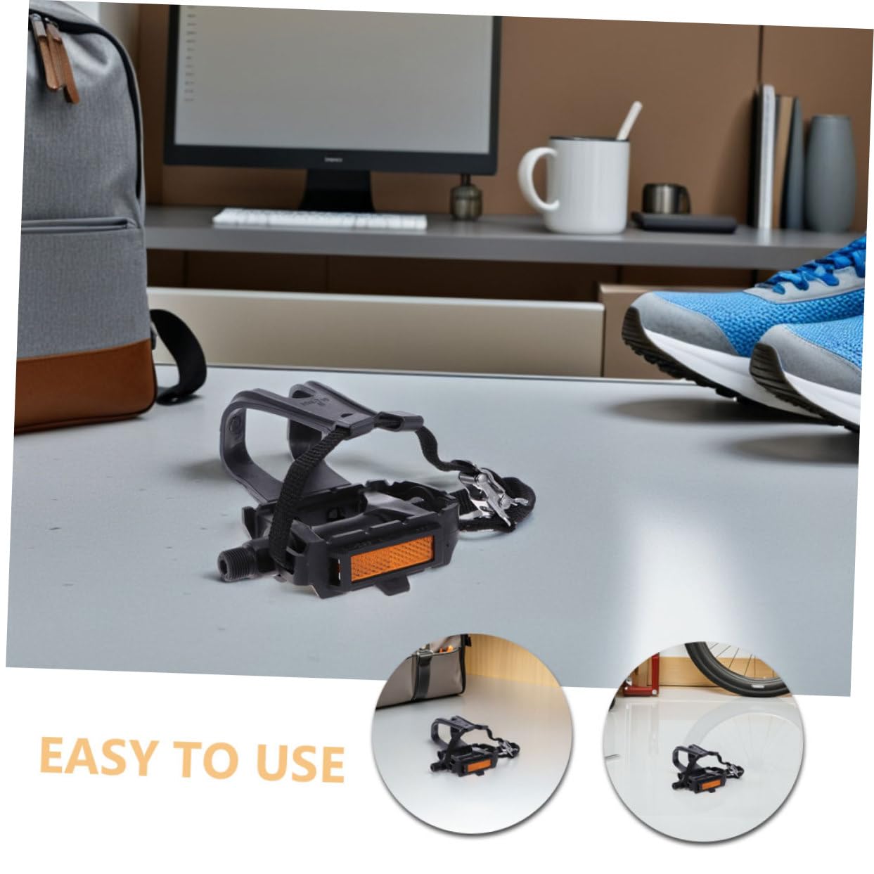 Correas para Pedales de Bicicleta, 2 Pares de Nylon Negro