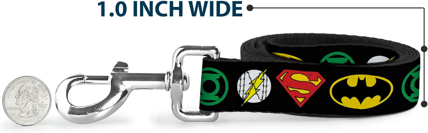 Dog Leash Justice League Superhero Logos 6 Feet Long 1.5 Inch Wide