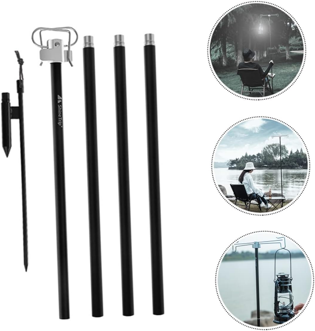 GALPADA Camping Tent Hanging Lamp Pole Foldable Double-Headed Light Stand Metal Construction Portable Design for Outdoor Use for Camping Hiking and Emergency Lighting