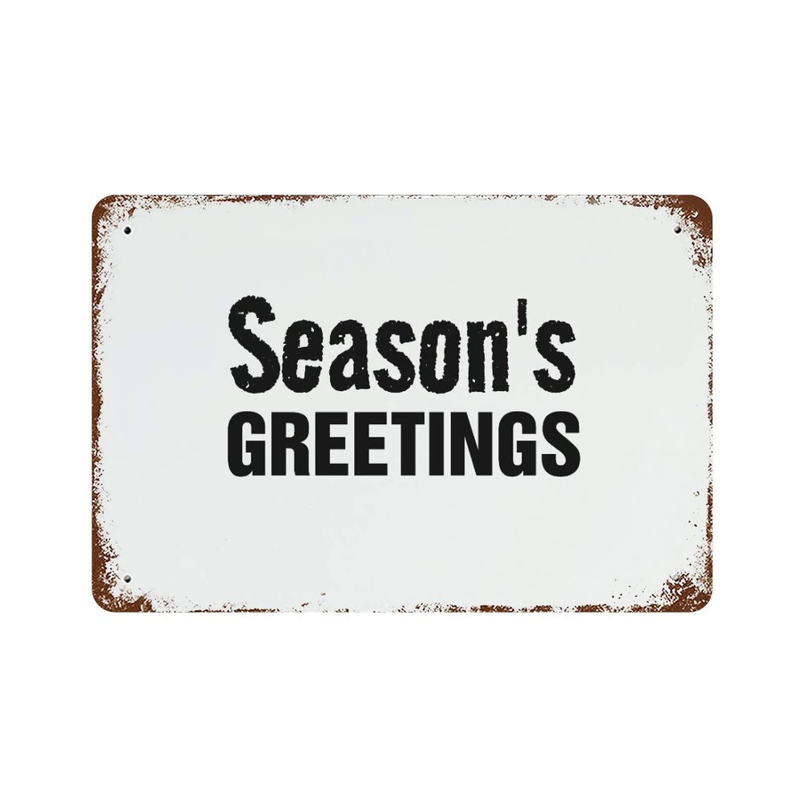 Targa in metallo con scritta Seasons Greetings, decorazione da parete, regalo per la casa, 20 x 30 cm