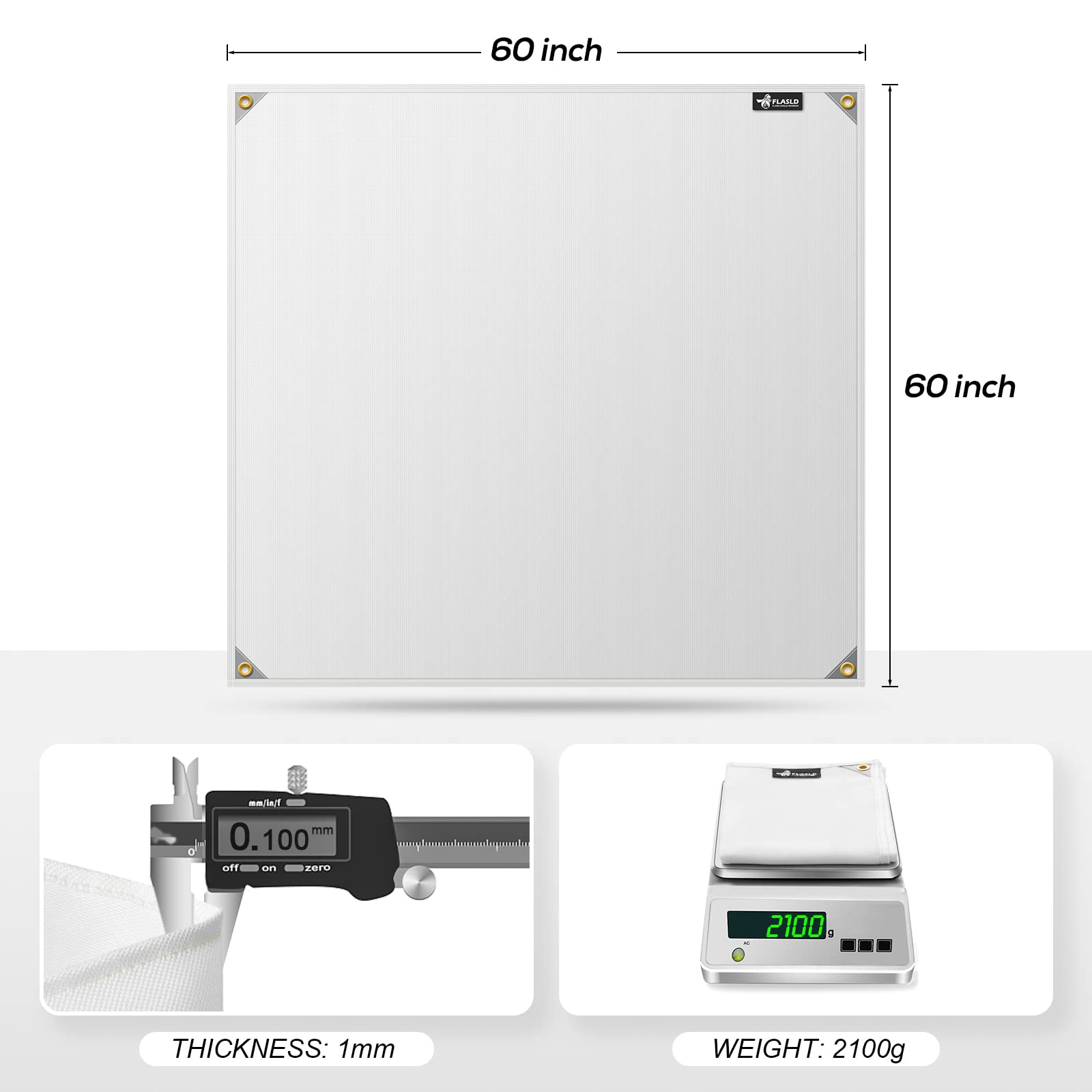 FLASLD Couverture de soudage Robuste en Fibre de Verre [850 g/m²] Couverture de soudage pour Usage Industriel et Domestique (152 x 152 cm)
