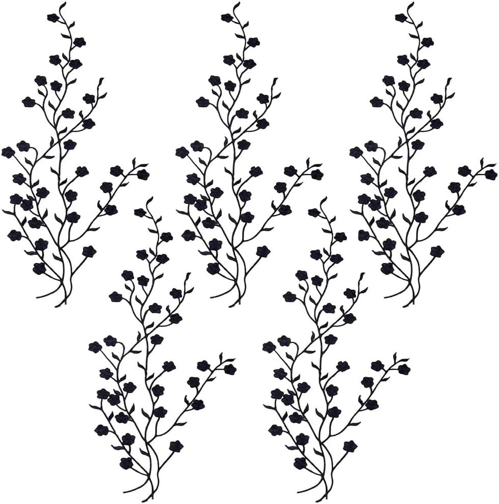 GORGECRAFT 6Pcs Iron on Flower Patches Decorative Sew on Patch Floral Plum Applique Embroidered Fabric Embellishments for Wedding Dress Clothes Decor Repair Jeans Jackets Backpacks Bags Sewing Crafts
