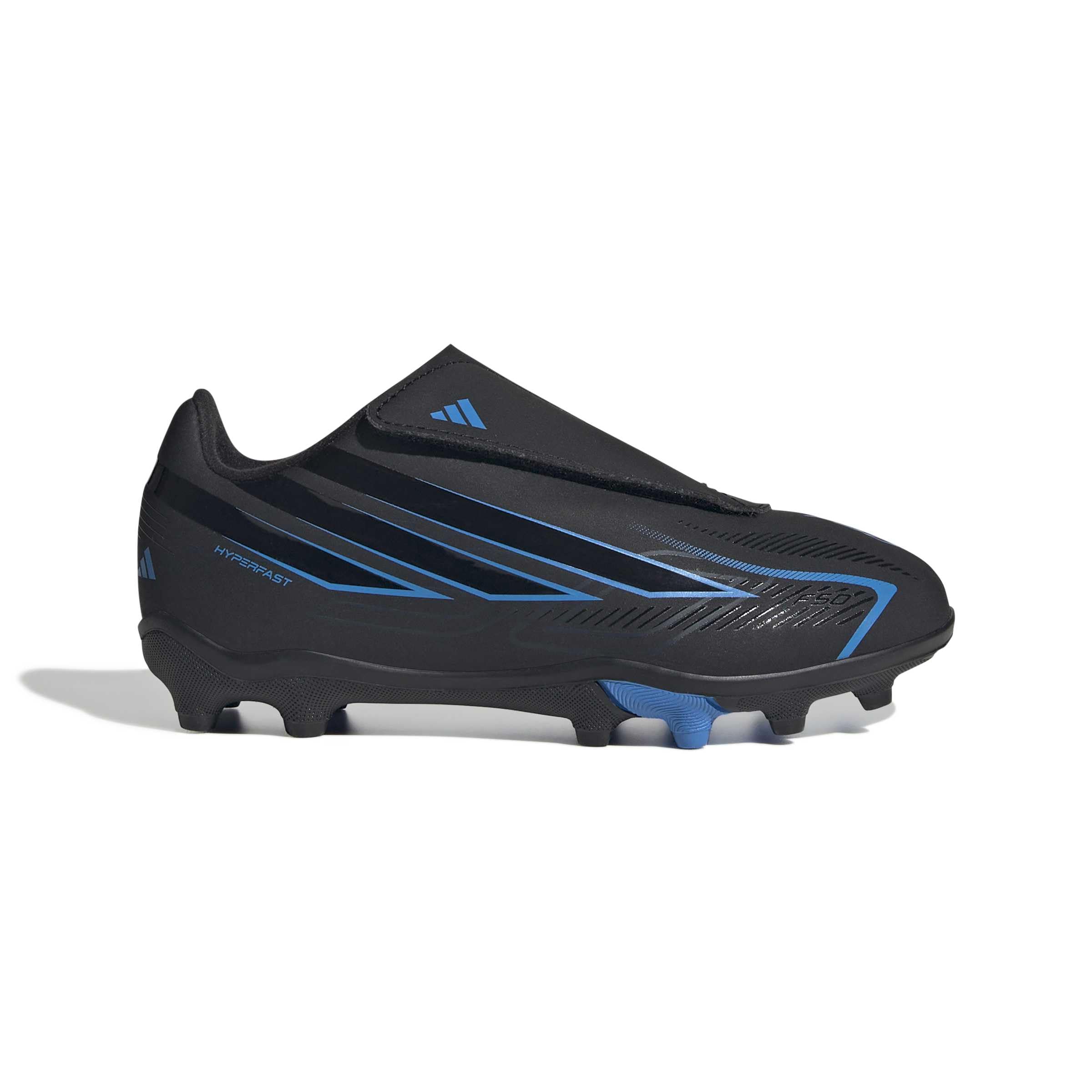adidas Unisex Kinder F50 Hyperfast Club Velcro Firm Ground/Multi Ground Football Boots Children Shoes, core Black/core Black/Lucid Ray Blue, 30 EU