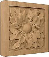 Vista 2 de Ekena Millwork ROS03X03X00DGLW - Roseta cuadrada de flor de cornejo pequeña, 3 pulgadas de ancho x 3 pulgadas de alto x 58 pulgadas de profundidad
