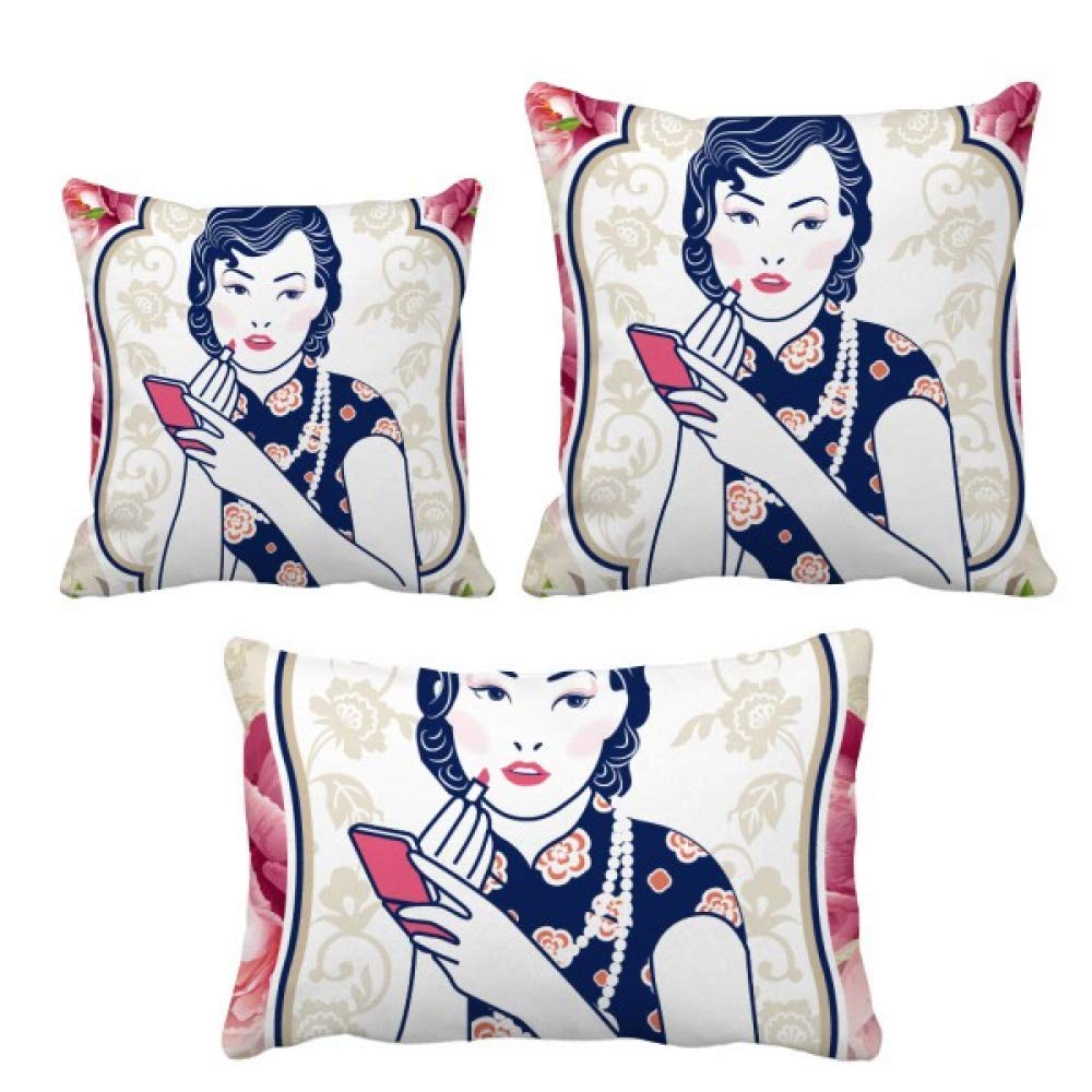 Housse de coussin motif femme rose : parure de décoration élégante