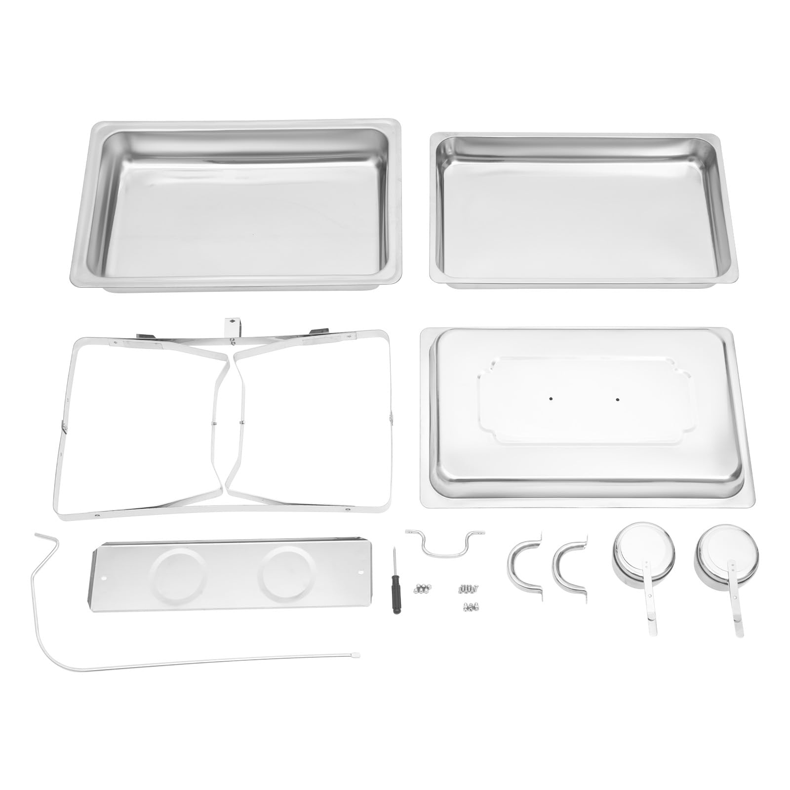 Serbatoio per cibo, scalda 7 l, rettangolare, per catering, con coperchio rimovibile e ferri da appendere, scaldavivande Chafing Dish per alimenti, scalda buffet, argento