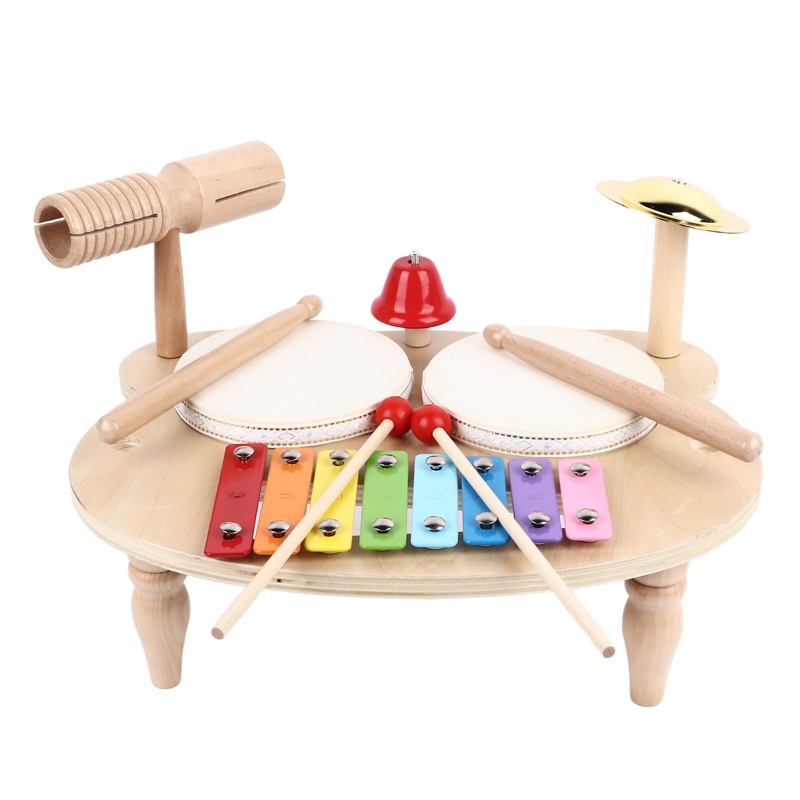 Juego de batería para niños, percusión educativa de madera para amantes de la música para bebés con material de madera