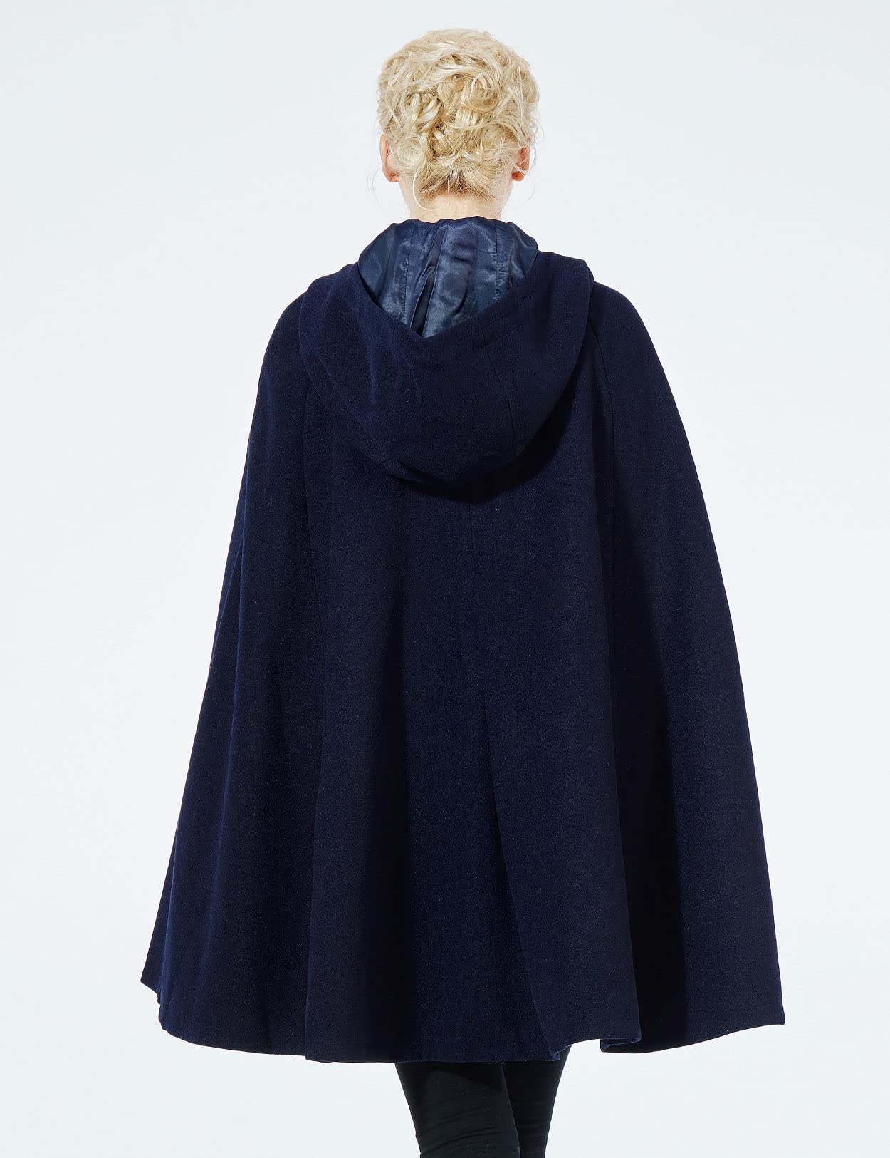 BEAUTELICATE Abrigo de Capa Mujer Chaqueta Encapuchado de Mezcla de Lana Poncho Largo con Botones de Cuerno Moda para Invierno Otoño