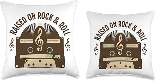 Miniatura 3 de Almohada de música de Rock and Roll con diseño de casetes de discos y discos de disco de LPs, 16 x 16 pulgadas, multicolor