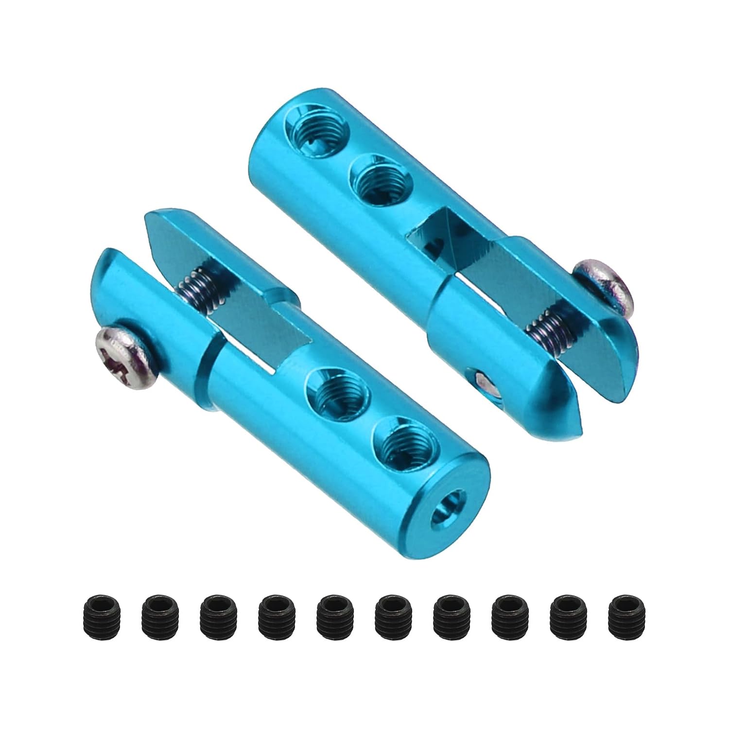 MECCANIXITY 2Pcs Metal Clevis M2 Thread Aluminum Alloy Clevis Servo Horn Tie Rod Chuck Connector with Screws for RC Airplane Car Helicopter Model Replacements,Red