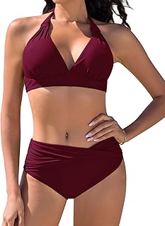Traje de Baño para Mujer Bikinis Push Up Bañadores Dos Piezas Conjunto Top de Bikini con Cuello Halter