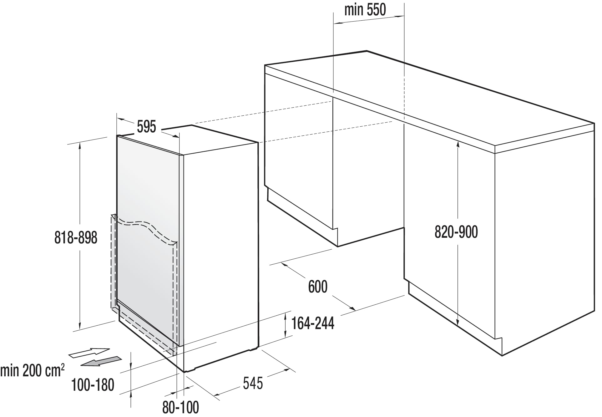 Gorenje RBIU609EA1 Unterbau-Tischkühlschrank,82cm Nische, 60cm Breite mit Gefrierfach, Festtürscharnier, 121 L(104 plus 17L), SuperCool, Digitale Display, BxHxT: 59,5×81,8×54,5 cm,Weiß