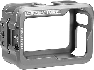Akozon Action Camera Protective Housing, Aluminium Alloy Action Camera Housing Shell Camera Protective Cage Case with 2 Cold Shoe Mount For DJI Osmo