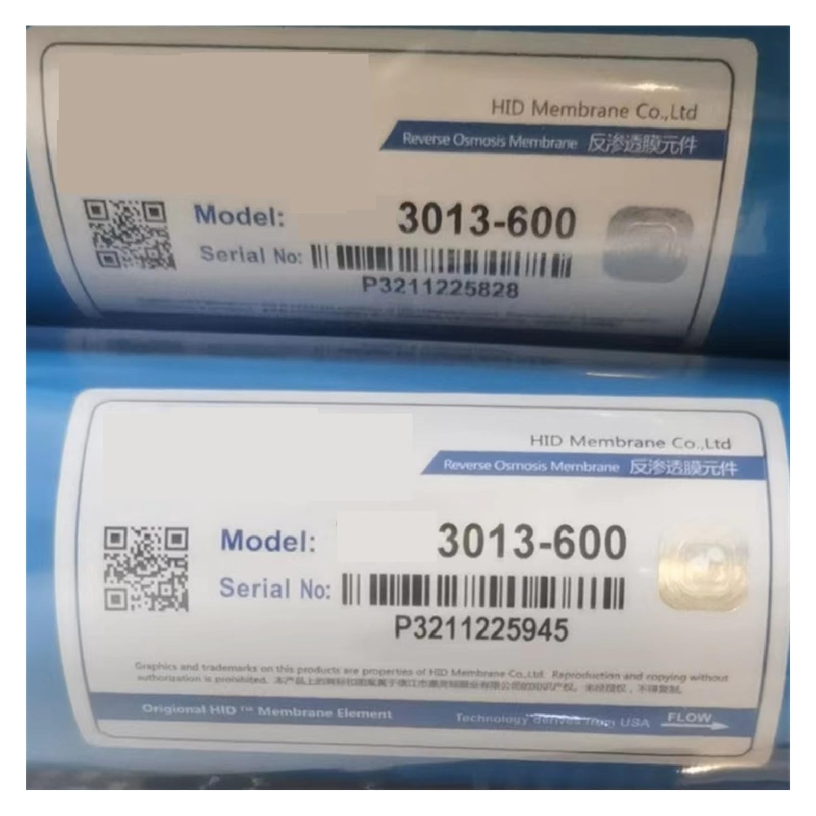 Reemplazo de filtro de agua de membrana de ósmosis inversa de 600 gpd (2 unidades), piezas for purificador de agua de cocina 3013-600 RO Debajo del fregadero
