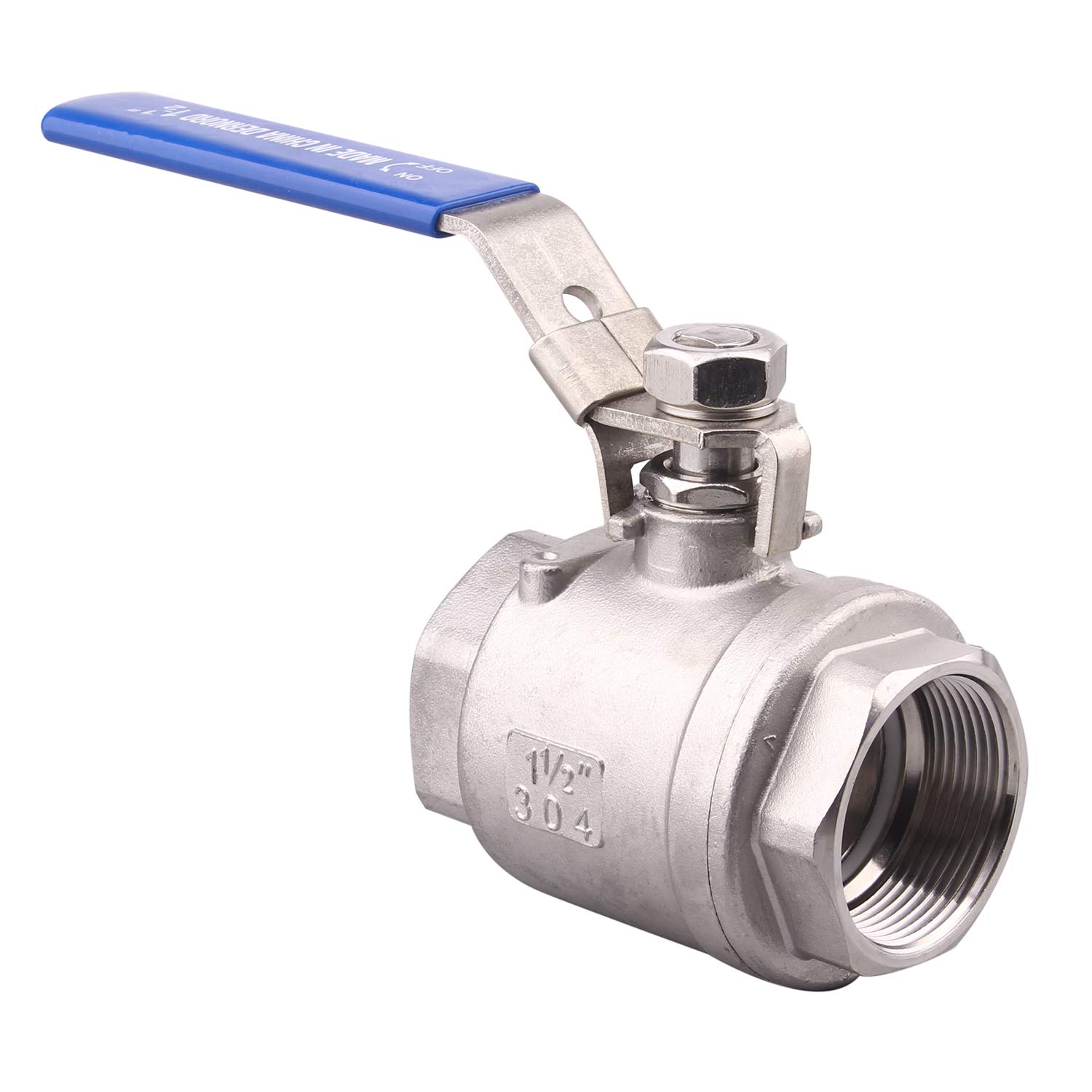 Dernord - Válvula de bola de acero inoxidable 304, 2 piezas, puerto completo, resistente para WOG con dispositivo de bloqueo