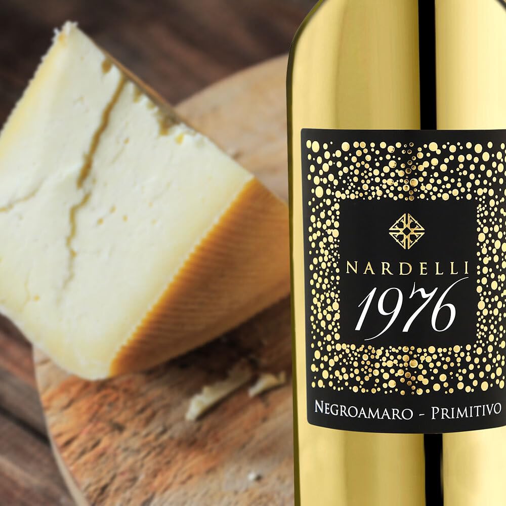 Nardelli 1976 Gold Edition Negroamaro Primitivo, halbtrocken, sortenreines Weinpaket + VINOX Winecards (6x0,75l)