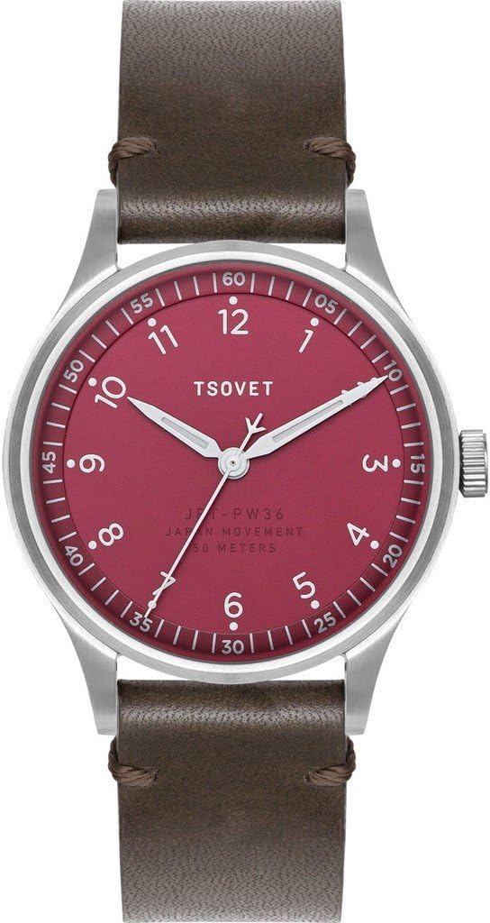 Tsovet JPT-PW36 Steel & Burgundy Watch - Rouille Leather