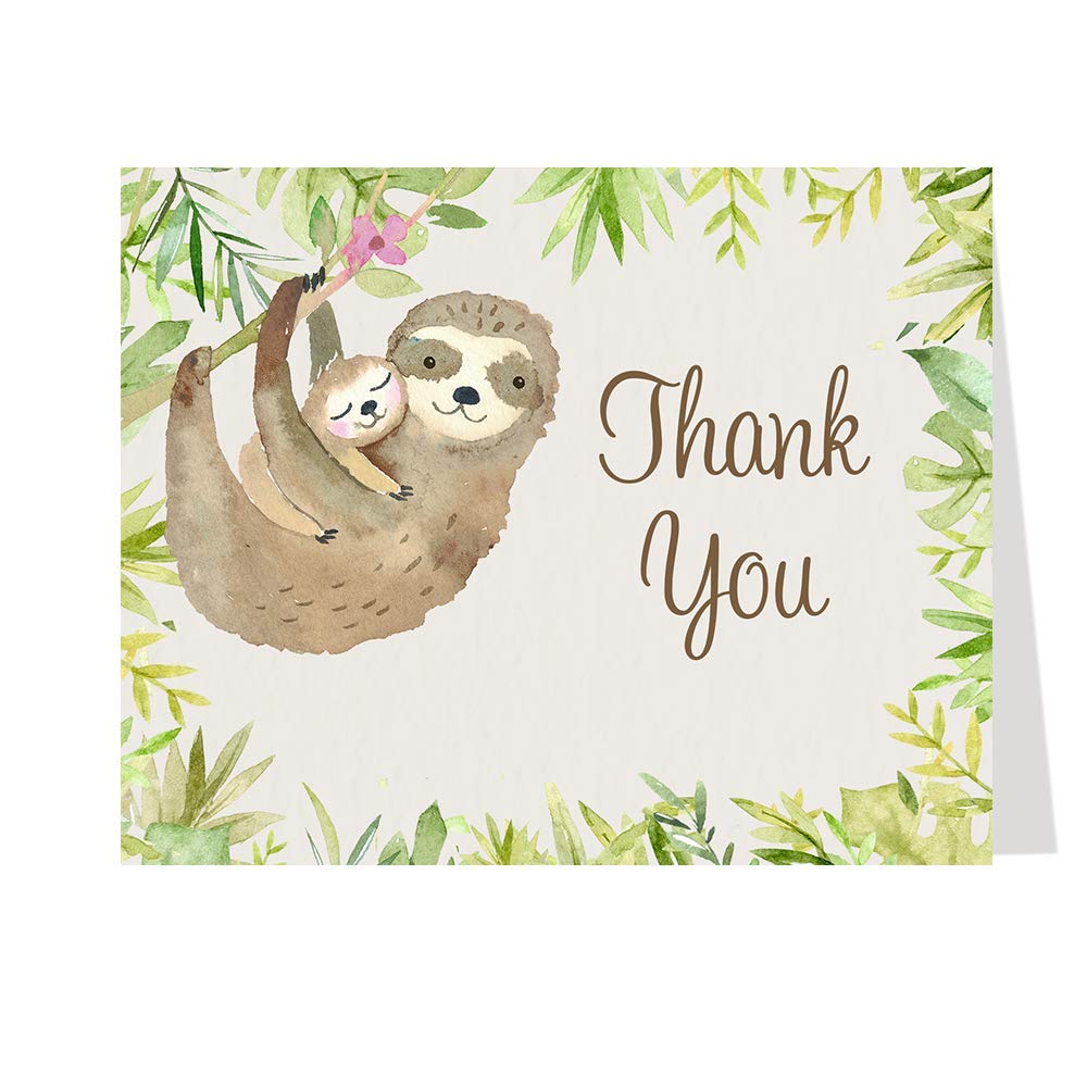 Buy Sloth Baby Shower Thank You Cards Gender Neutral Boy or Girl