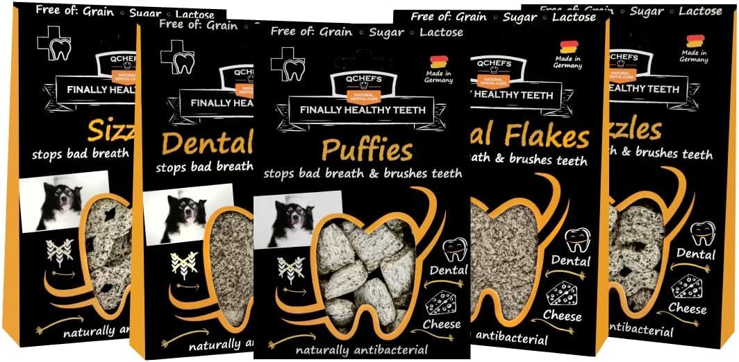 QCHEFS Scatola per la Cura Dentale dei Cani: Cura dei Denti del Cane Pulizia Antibatterica dei Denti infiammazione e tartaro