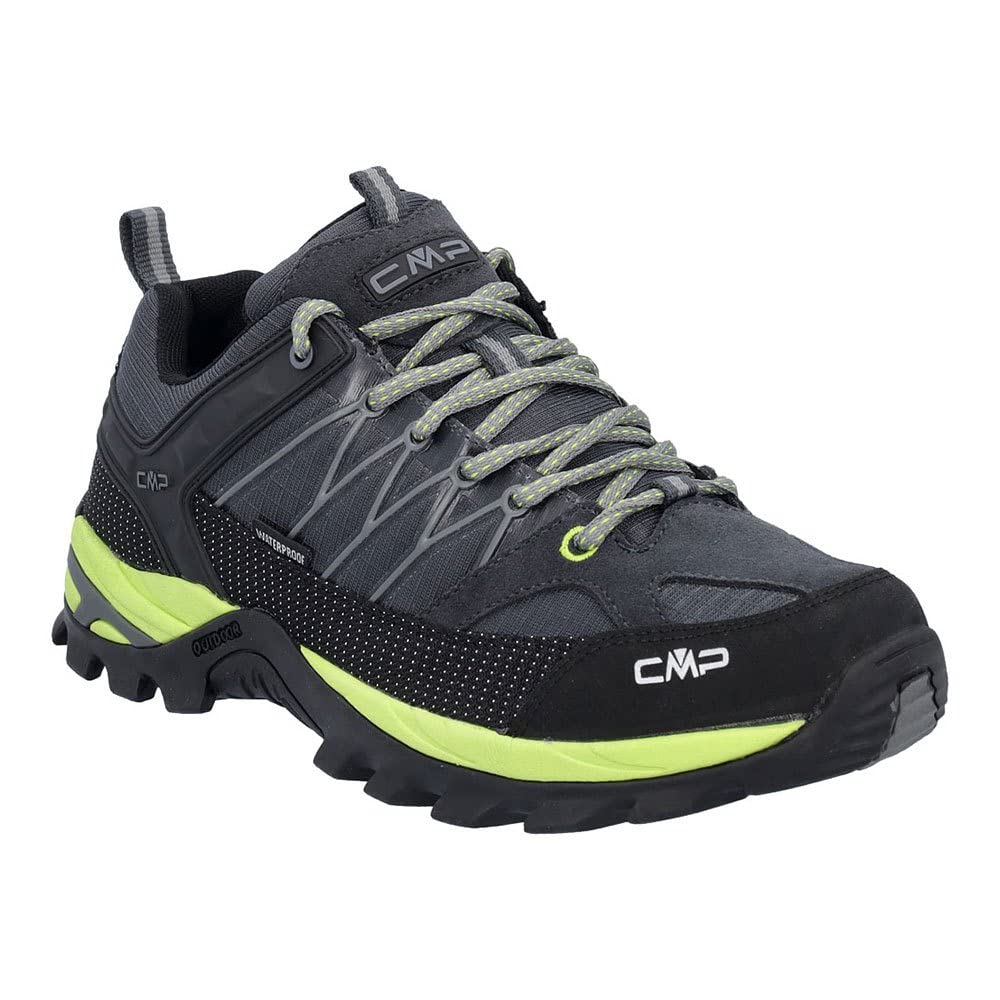 CMP Men's Rigel Low Trekking Shoes WP, Anthracite-Limegreen, 9.5 UK