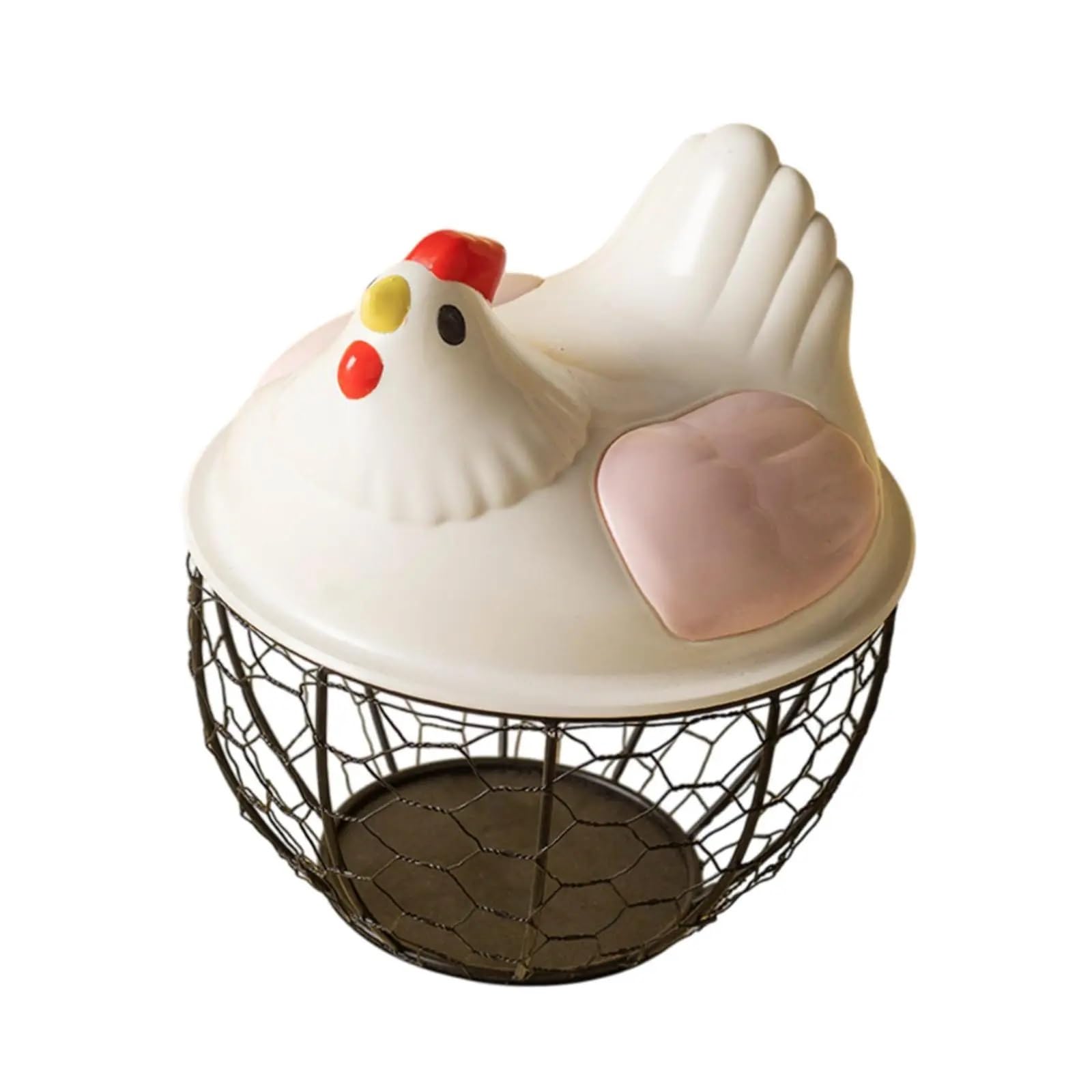 Yonmledo Pink Black Grid Chicken Egg Holder Metal Wire Basket For Storing Chicken Eggs, Portable Holder For Fresh Eggs(Pink Black Grid)