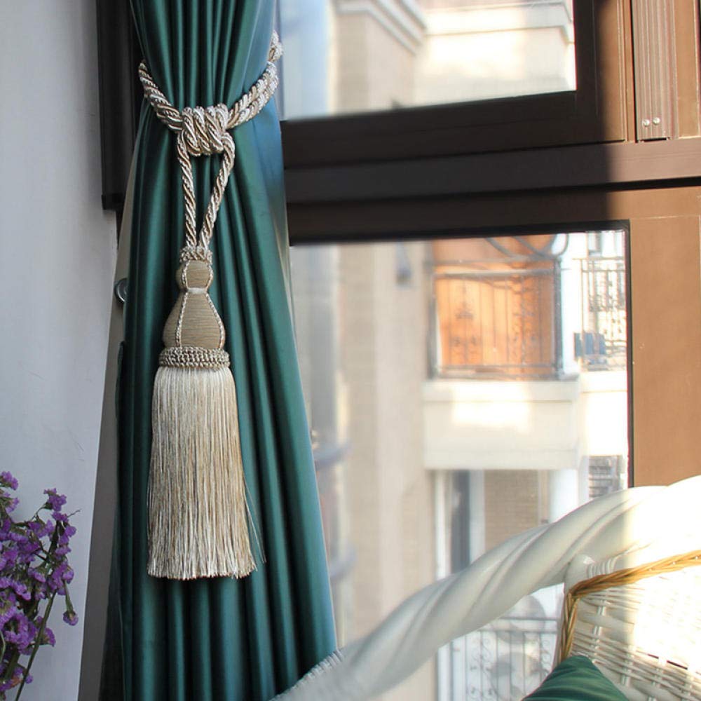 Fermatende con Nappe, 2 Pezzi, in Poliestere, Fermatende con Nappe Fatte A Mano, per Decorare Tende in Corda, Accessorio per Soggiorno/Rosso