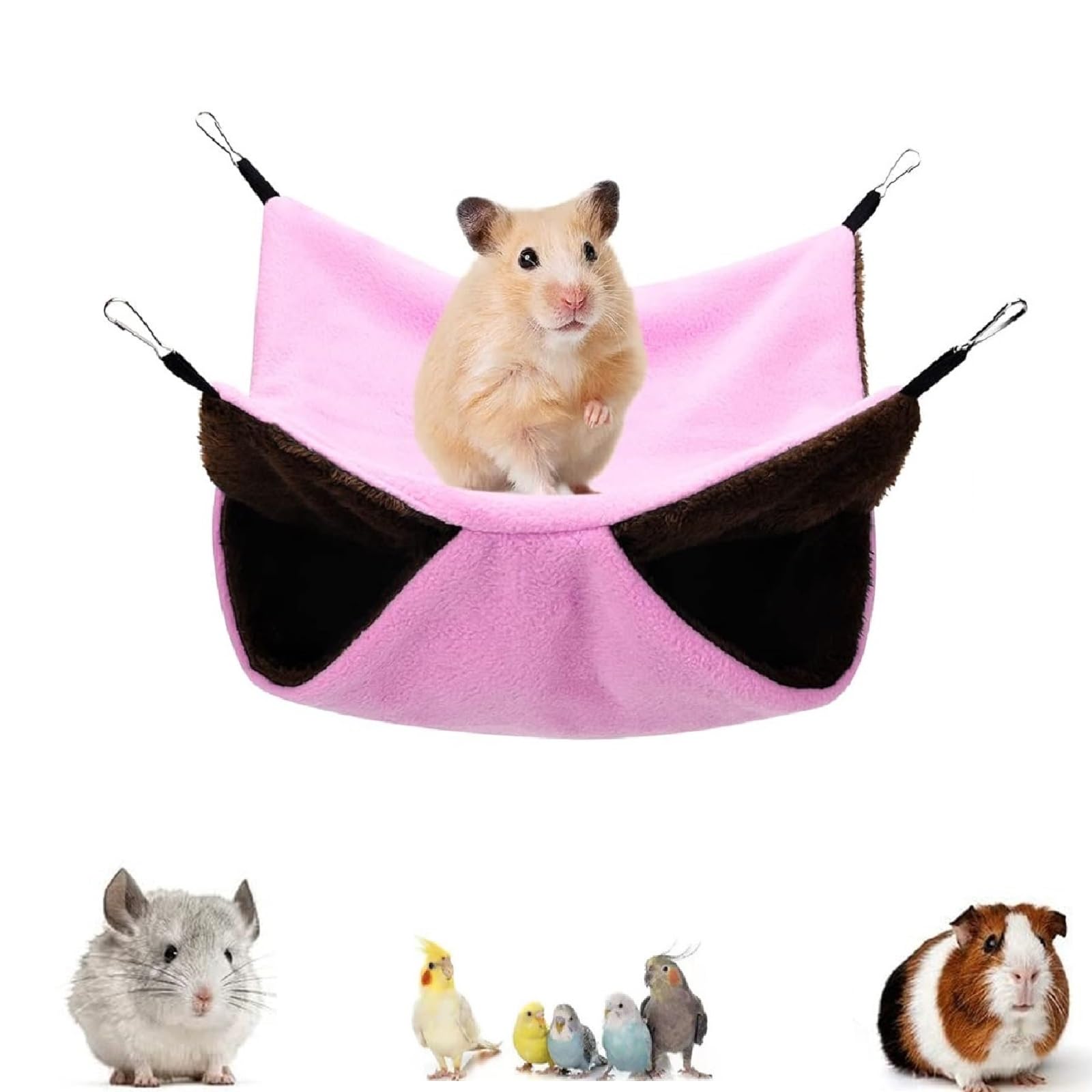 Hamaca Hámster Cama Colgante Hurón,Hamaca cueva de 2 Niveles,Hamaca Pequeña para Mascotas,Hamaca para Hurones,Rosa Hamaca para Animales Pequeños para Rata,Chinchillas,Totoro,Hámster,Hurones(30x30cm)