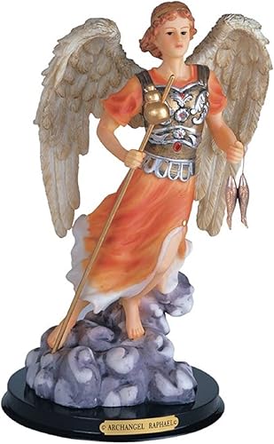 ICE ARMOR Estatua de Arcángel Rafael de 12 pulgadas de alto, ángel de curación, figura religiosa
