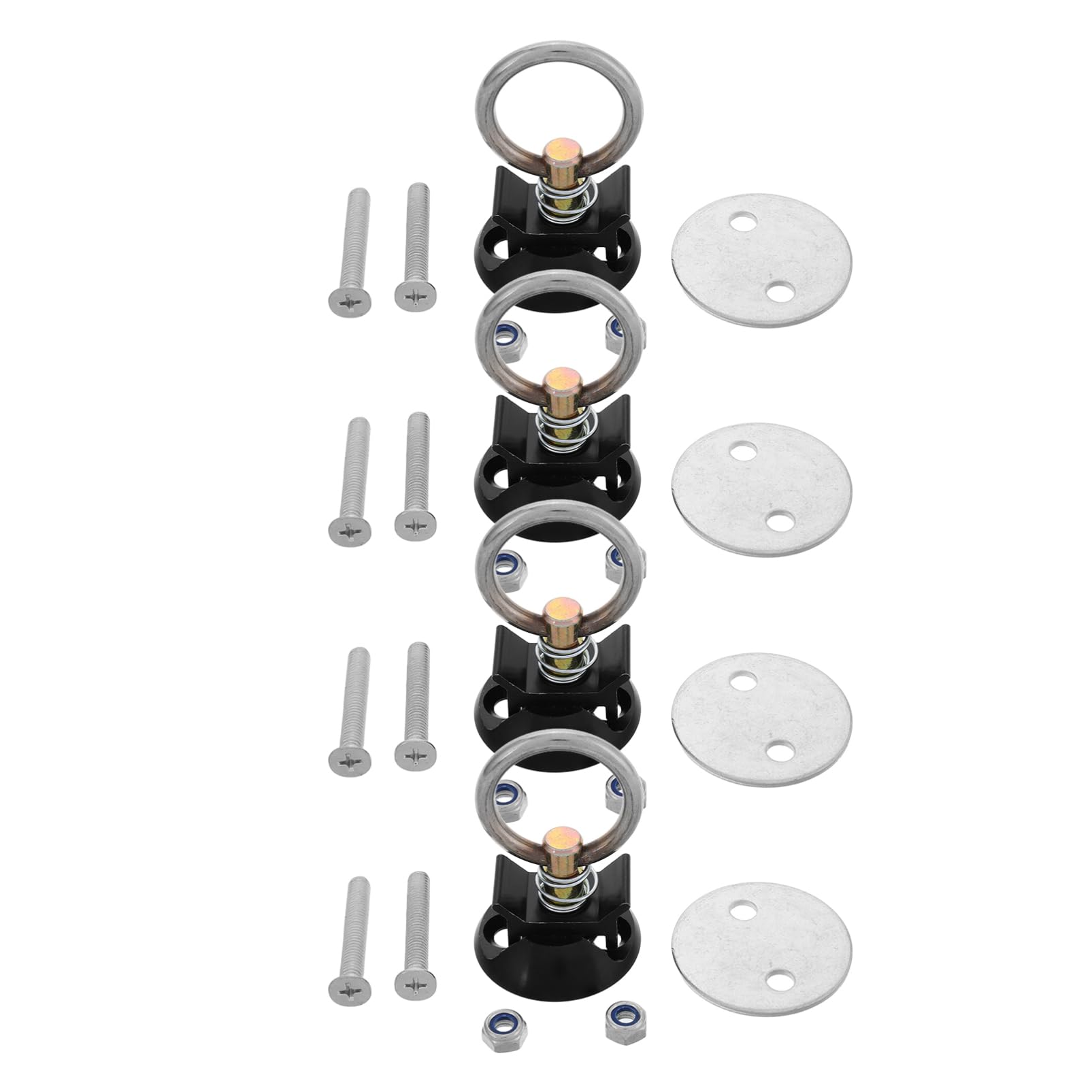 Kit Punto de Anclaje Redondo Atornillable Negro, 4 Unidades, Fijación Segura para Transporte en Vehículos y Camiones, Accesorio de Amarre con Liberación Rápida, Compatible