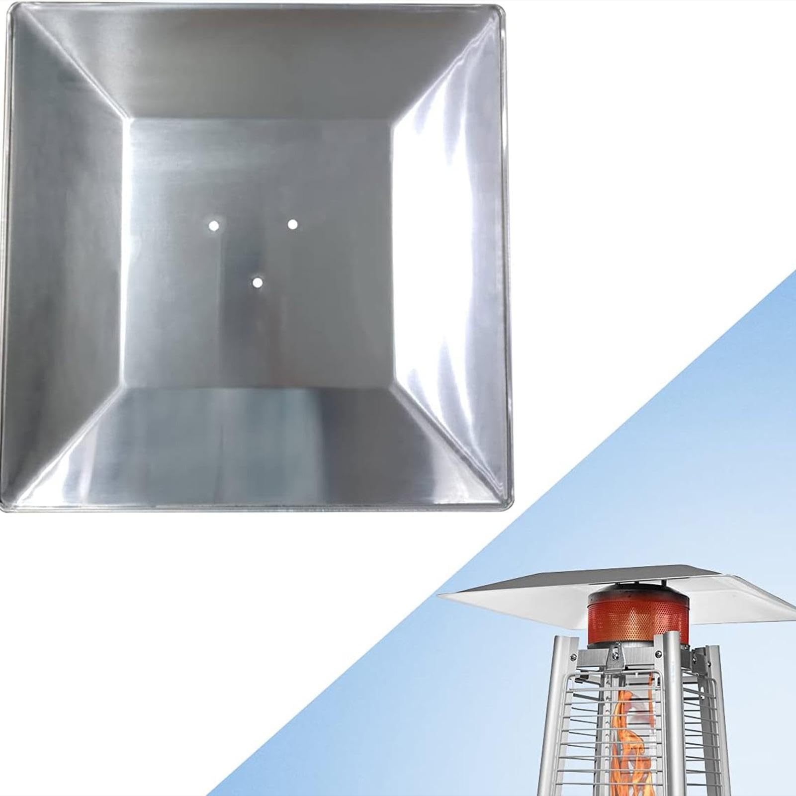 Cúpula calefactora de propano | Herrajes cuadrados de repuesto para calefacción exterior con 3 agujeros preperforados | Cubierta de calefacción rápida para terraza, deflector de calor estable para