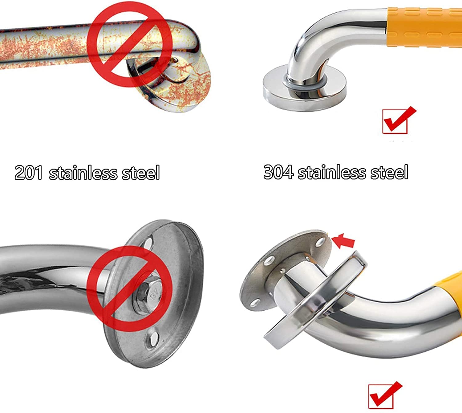 Barra de Apoyo de Seguridad para Ducha Resistente sin Plomo para bañera, Barra de Apoyo para baño, pasamanos de Seguridad Antideslizante Grueso Instalación de Revestimiento de Paredes anties