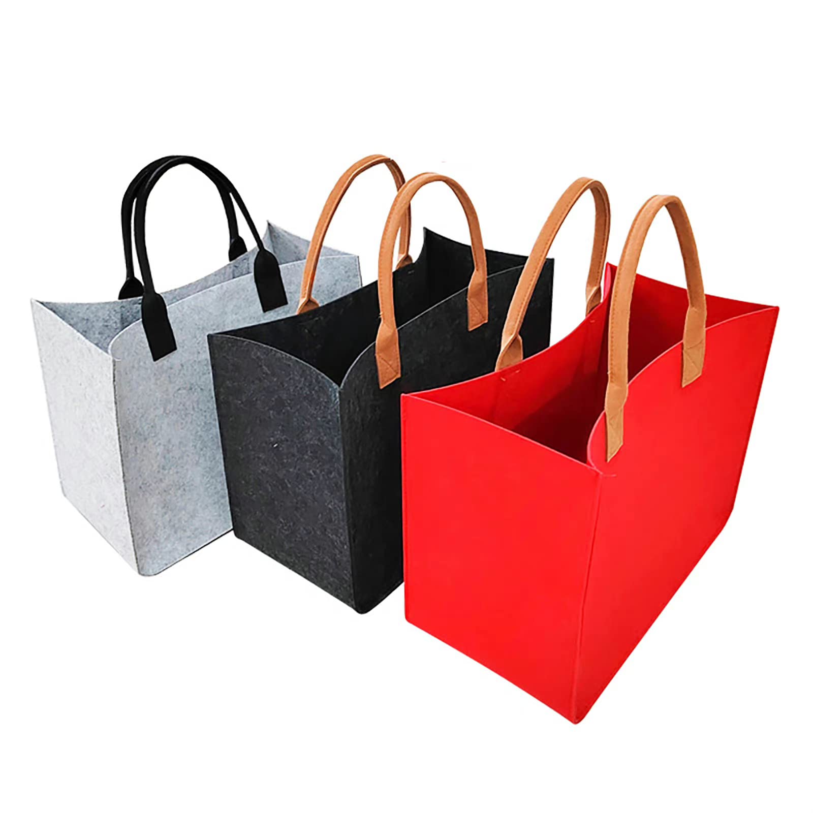 Sacs Courses Feutre WEGREAT Pliables - Lot De 2, 30x20x18cm, Noir Et Gris, Écologiques