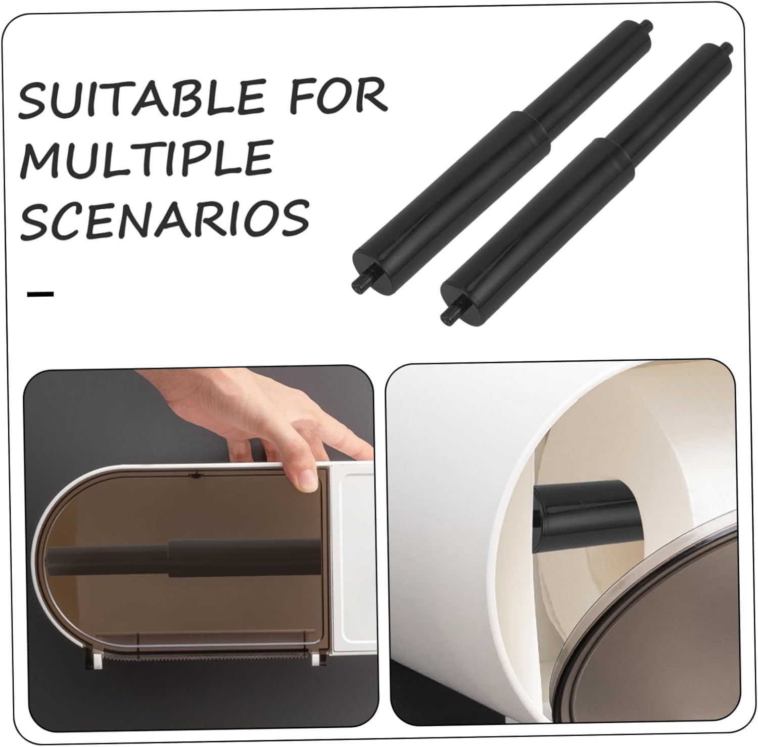 2Pcs Black Toilet Paper Roll Holders, Spare Replacement for RV & Camper