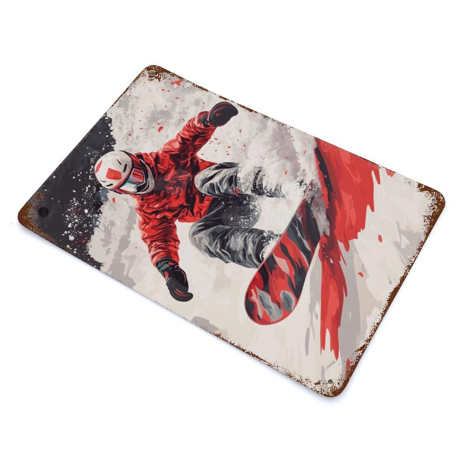 Snowboarder in Action Retro Metal Sign 11.8"x7.9", Classic Wall Plaque for Garage, Pub Or Kitchen