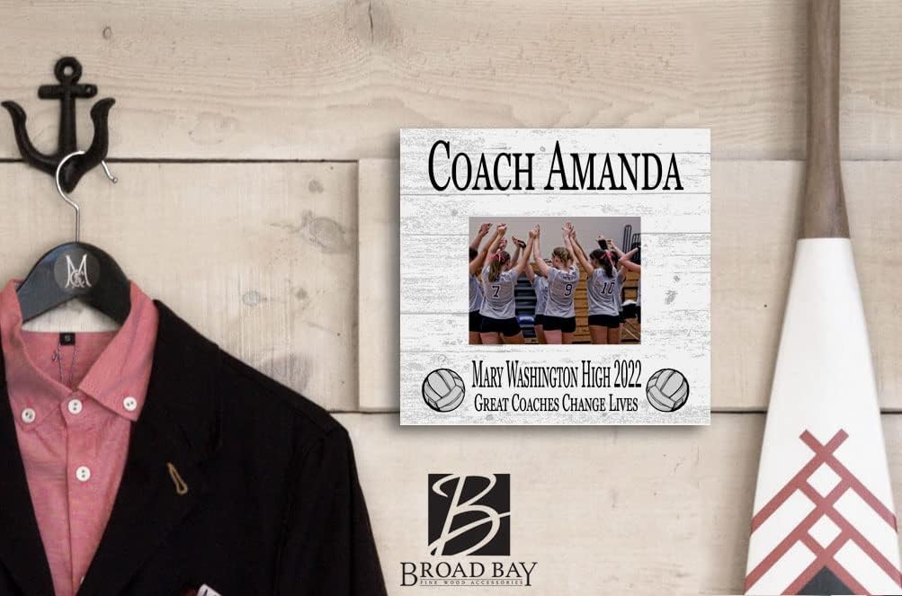 Broad Bay Volleyball Coach Gift Plaque with Photo - UPLOAD Team Picture - Frame Alternative Personalized Appreciation Award For End Of Season Coaches Present 10in x 10in (Volleyball)
