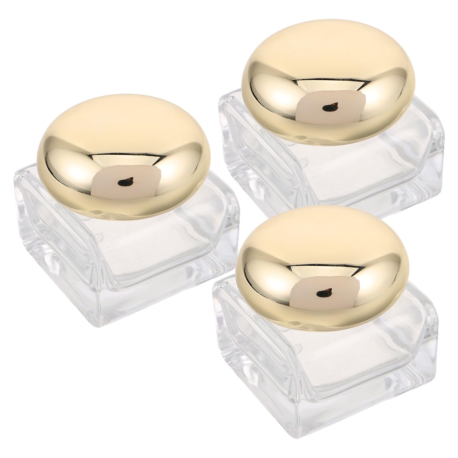 Barattolo Cosmetico in Vetro 50g, Set 3 Pezzi, Coperchio Oro
