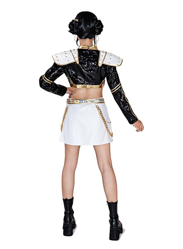 OSIAS Women Zoey Cosplay Costume Golden Stage Outfit Black With Sequined Design (L) by OSIAS - Image 5