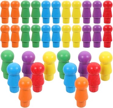 Colorful Replacement Checkers - 60PCS Replacement Wooden Pegs Colorful Chinese Checkers Strategy Board Game Chess Pieces for Kids