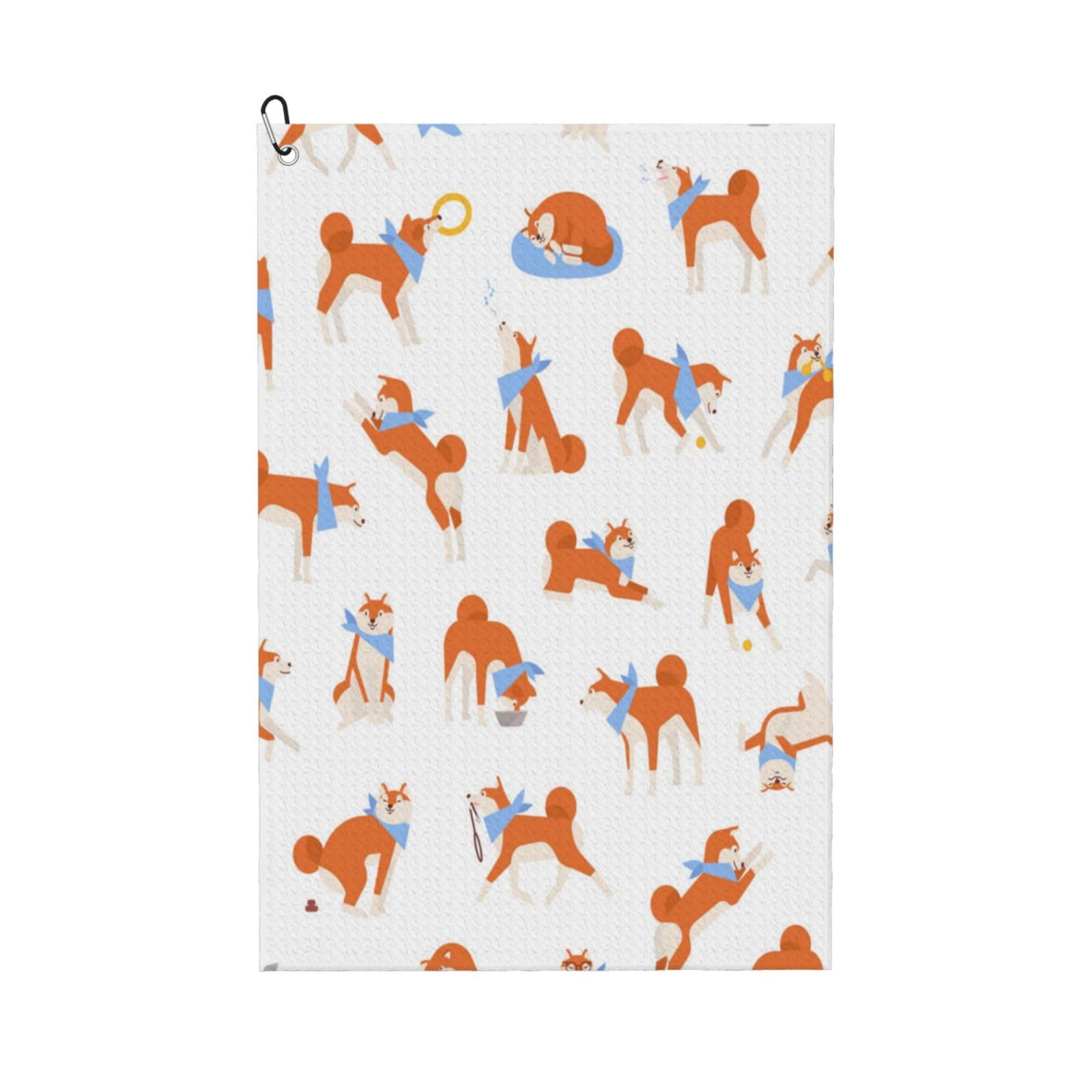 Hnnkloy Adorable Akita Inu, 16x24 in Portable Waffle Golf Towels with Carabiner Clip for Golf Bag