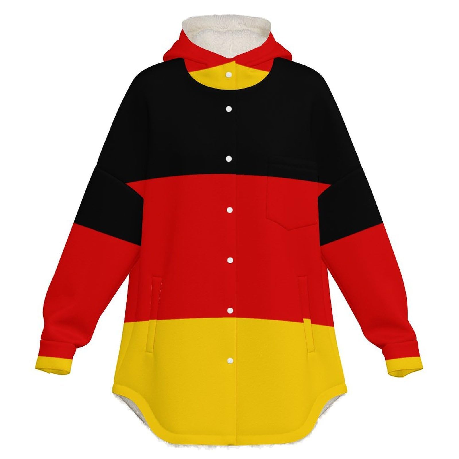 Sudadera de Forro Polar con Capuch Bandera Alemana Mujer Invierno Hoodies con Bolsillos Jersey Informal de Manga Larga Abrigo Chaqueta con Capucha, Rojo Y Negro