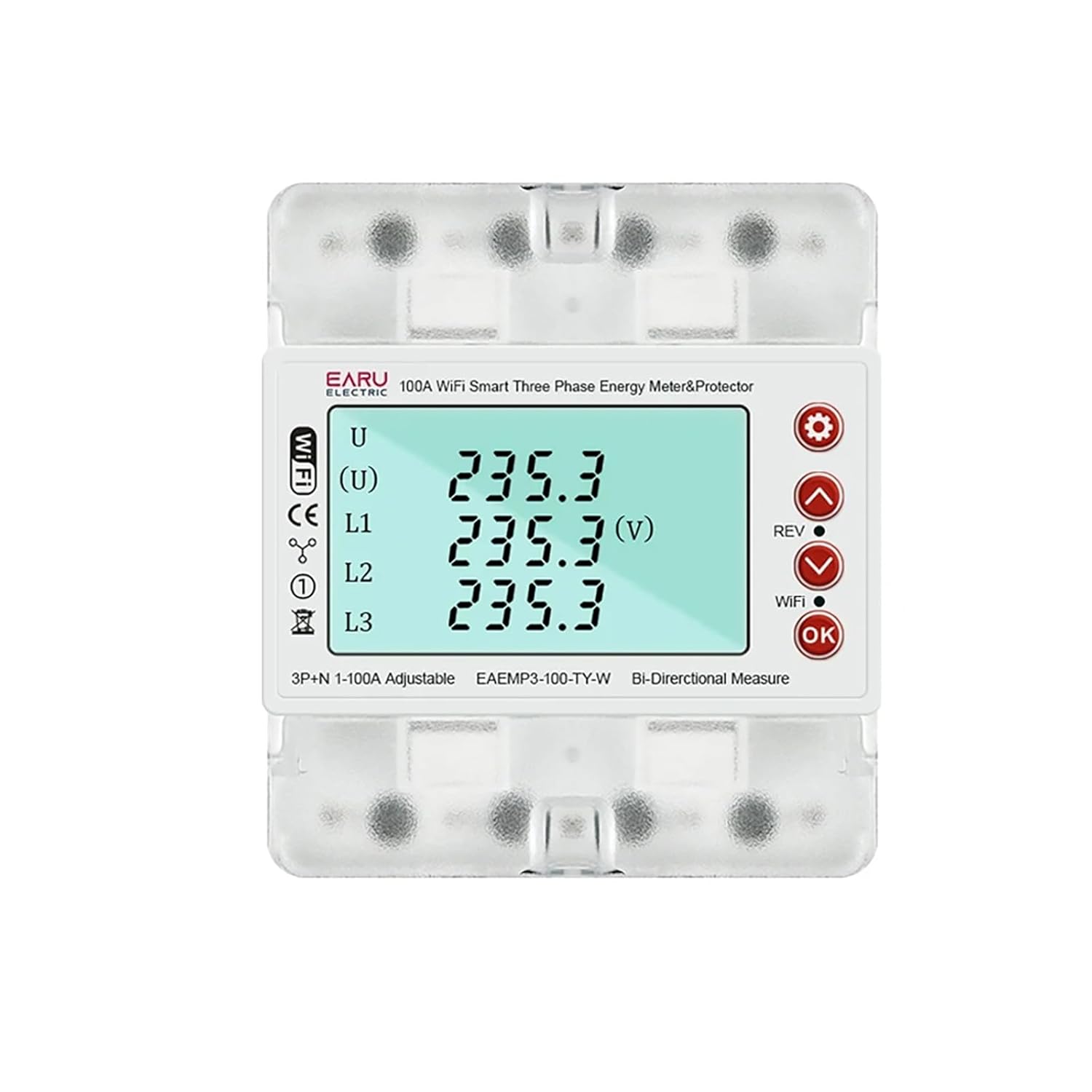 3 Phase AC380V 100A Tuya WiFi Smart Bi-Directional Energy Power kWh Meter Over Under Voltage Current Protector Relay Switch Current Limit Phase Squence Protector Voice Remote... - Image 2