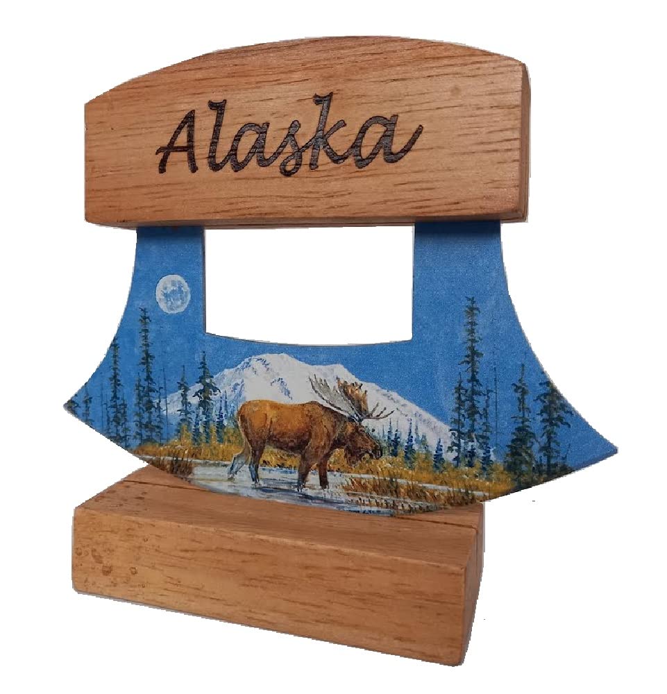 Alaskan Ulu Messer, zweiseitig, Elch und Eisbär-Design