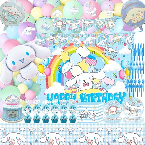 202 PCS Cute Birthday Party Supplies - Theme Balloon Arch Kit Banner Balloons Backdrop Tablecloth Paper Tableware for Adult Theme Party Decorations