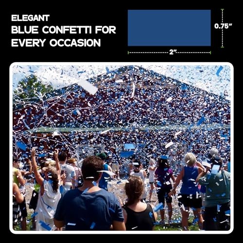 Image of Ultimate Confetti Dark Blue Biodegradable Confetii - Rectangular Fluttering Tissue Paper Confetti for Cannon and Launcher use - Birthday Confeti, Wedding, Parties and Table Decoration - 1 lb, 16 oz