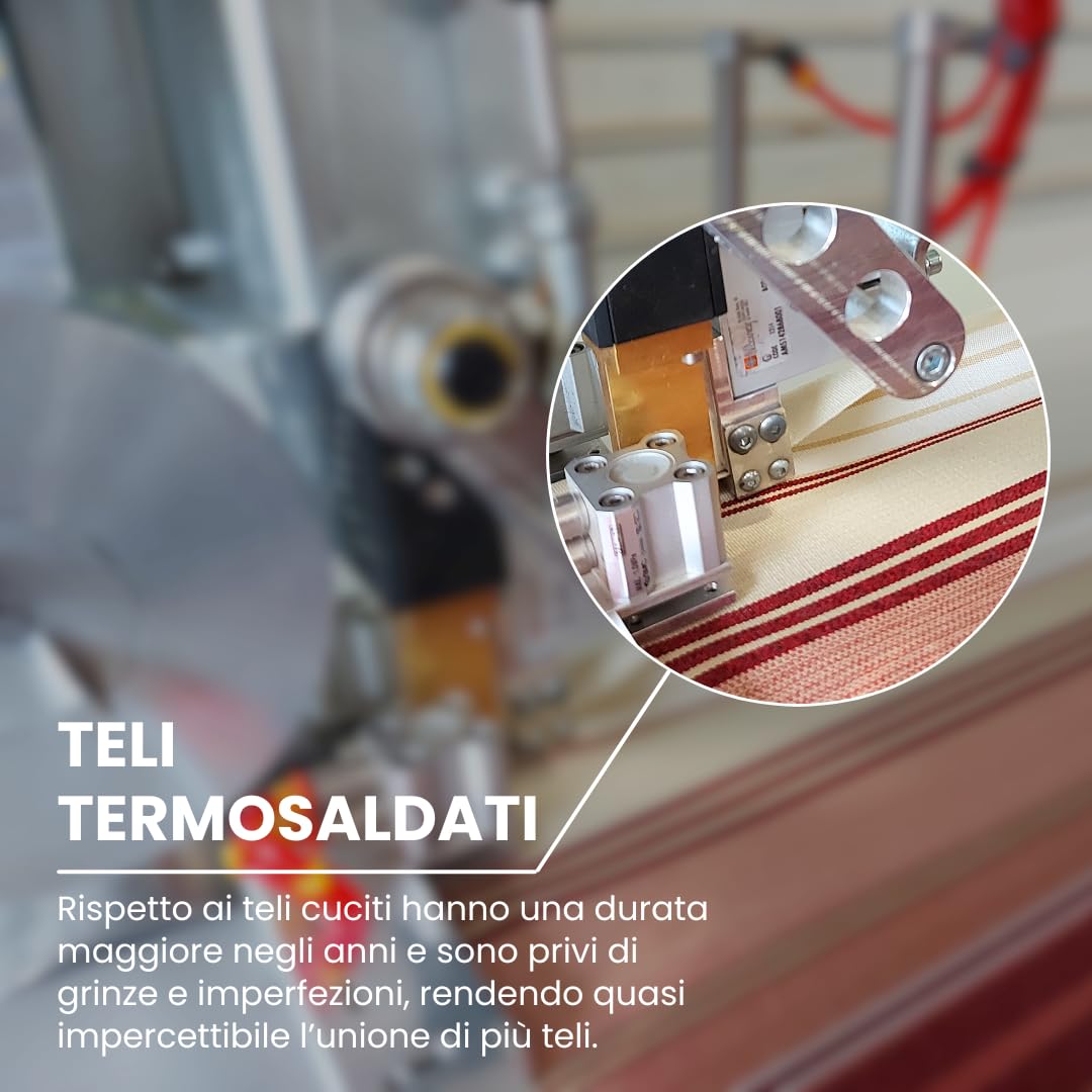 TENDAGGIMANIA Telo Ombreggiante Tenda da Sole Esterno Tempotest Para' Made in Italy - Con tondini Bordi e Volant - Su Misura (Larghezza DA 351 A 470 CM)