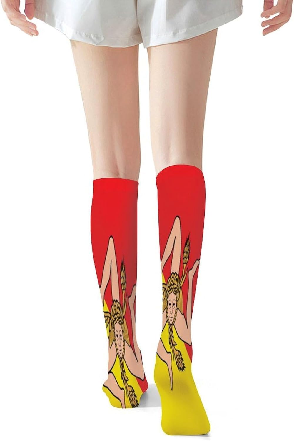 Sicily1-Flag Women Knee High Socks Novelty Thin Thigh Long Stockings Tube Sock Dress Casual