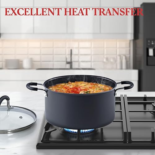 Miniatura 3 de Cook N Home Casserole - Olla de horno holandés con tapa, anodizado duro profesional, antiadherente, 6 cuartos de galón, apta para horno, con asas