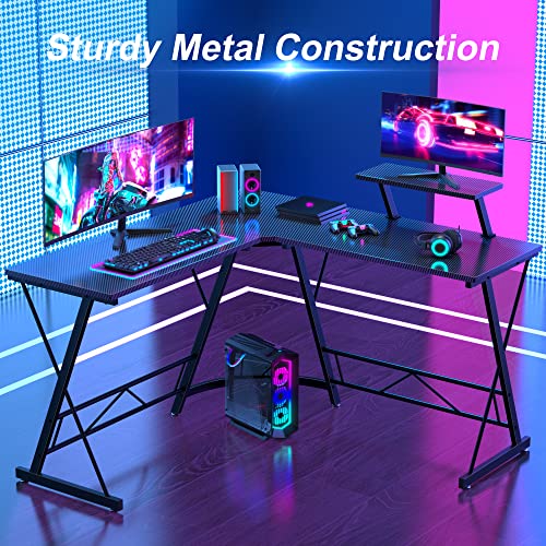 Mr Ironstone L Shaped Gaming Desk, Computer Corner Desk Carbon Fiber Surface For Home Office, Writing Study Desk With Laptop Stand, Easy To Assemble (Carbon Fiber,51 Inch) #TOP3